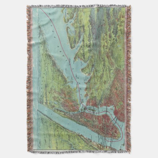 vogelkaart met Uitzicht van New York en omgeving Deken (Voorkant Verticaal)