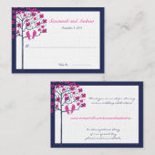  vogelkaart voor Navy en Fuchsia Plaatskaartje (Voorkant / Achterkant)