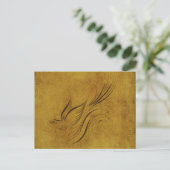 vogelkalligrafie op goud briefkaart (Staand voorkant)