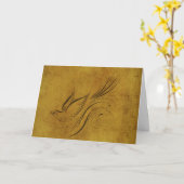 vogelkalligrafie op goud kaart (Gele Bloem)