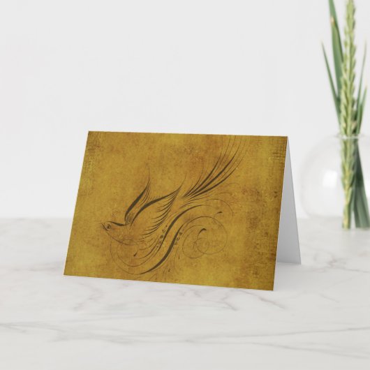 vogelkalligrafie op goud kaart (Voorkant)