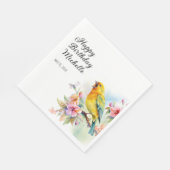  vogelkanariën bloemen gelukkige verjaardag servet (Hoek)