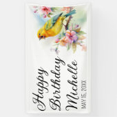 vogelkanariën bloemen gelukkige verjaardag spandoek (Verticaal)