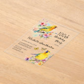  vogelkanaries Flowers 100th Birthday Acryl Uitnodigingen (Laagn)