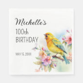  vogelkanaries Flowers 100th Birthday Servet (Voorkant)