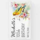  vogelkanaries Flowers 100th Birthday Spandoek (Verticaal)