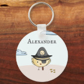 Vogelkapitein met Eye Patch Pirate, gepersonalisee Sleutelhanger (Voorkant)