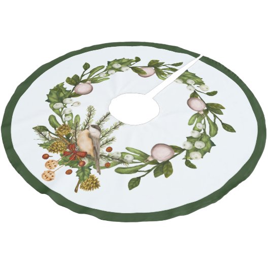 Vogelkerstborstel Polyester Tree Skirt Kerstboom Rok (Gekanteld)