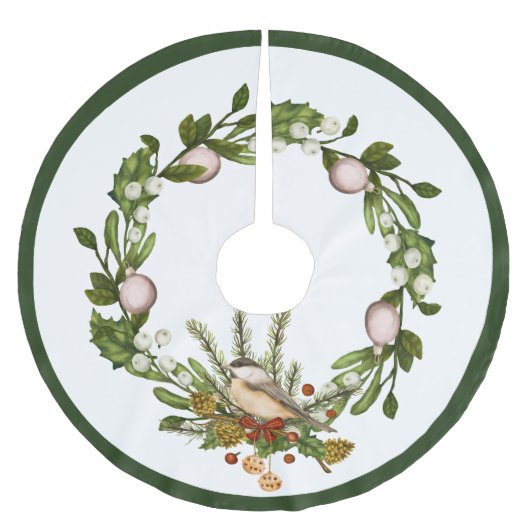 Vogelkerstborstel Polyester Tree Skirt Kerstboom Rok (Voorkant)