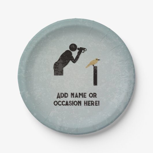 Vogelkijker & verrekijker - zijn naam of grappige  papieren bordje (Voorkant)