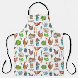 Vogelkippengroen en witte thuismarkt schort
