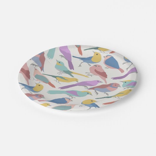 Vogelkleur Papieren Bordje (Gekanteld)