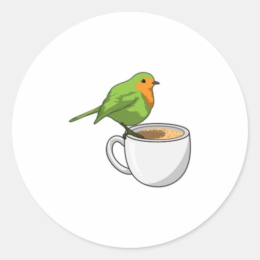 Vogelkoffie Cup Ronde Sticker (Voorkant)