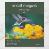 Vogelkogels in gele bloemen wijn etiket (Enkel label)