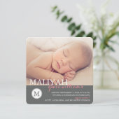 Vogelkondiging op zoete monogram / Stippen op Roos Aankondiging (Staand voorkant)