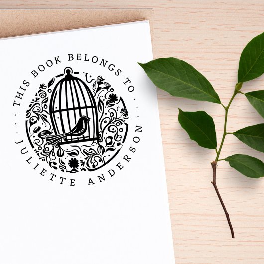 vogelkooi, aangepast naamboek rubberstempel