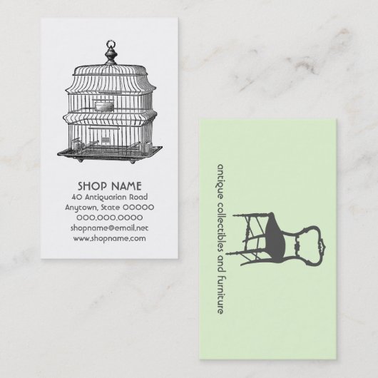  vogelkooi Antieke en verzamelobjecten Visitekaartje (Voorkant / Achterkant)