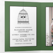  Vogelkooi Artisjok Groen Baby shower Suite Drieluik Uitnodiging (Binnenzijde eerst)