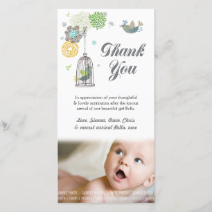 Vogelkooi Bedankt Opmerking Baby Fotokaart Sjabloo