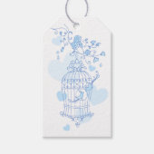 Vogelkooi blauw huwelijksgunst cadeau label cadeaulabel (Voorkant)