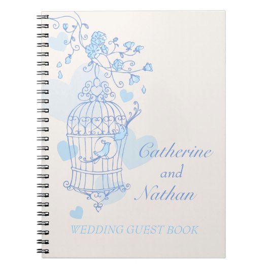 Vogelkooi blauw trouwgastenboek notitieboek (Voorkant)