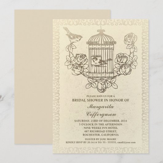  vogelkooi bruidsdouche uitnodigingen (Voorkant / Achterkant)