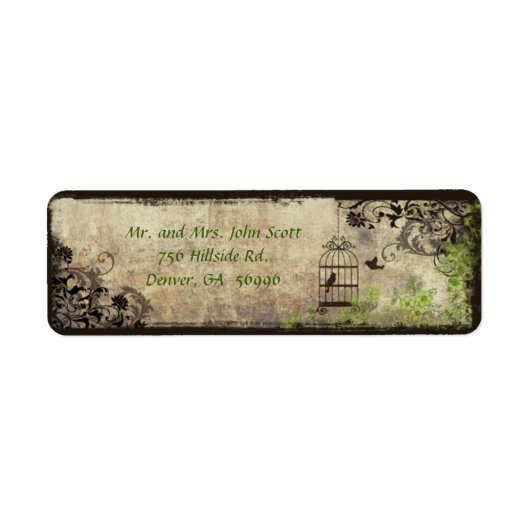 vogelkooi bruiloft retour adres label (Voorkant)