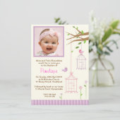  vogelkooi Christening Uitnodigingen (Staand voorkant)