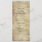 Vogelkooi en boomgroene bruiloft Menu Kaart (Achterkant)