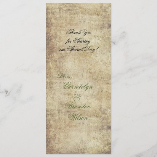 Vogelkooi en boomgroene bruiloft Menu Kaart (Achterkant)