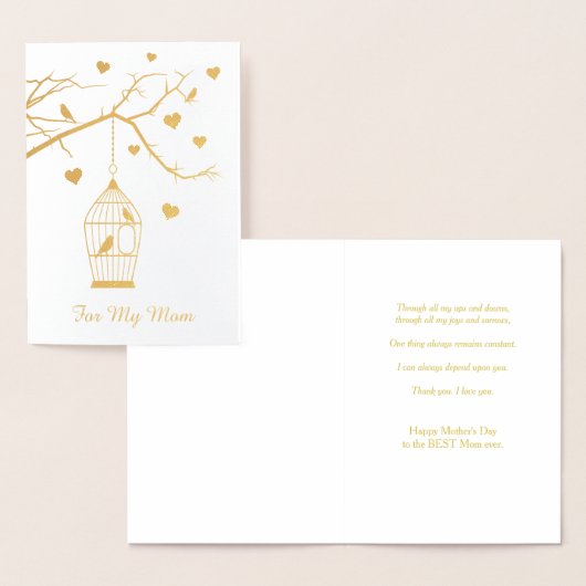 Vogelkooi en harten Moederdag Folie Kaarten (Display)