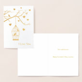 Vogelkooi en harten Valentijn Folie Kaarten (Display)