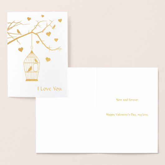 Vogelkooi en harten Valentijn Folie Kaarten (Display)