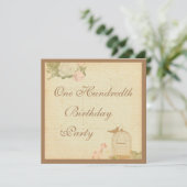  vogelkooi en Rozen 100e verjaardag Kaart (Staand voorkant)