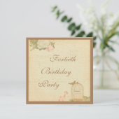 vogelkooi en Rozen 40e verjaardag Kaart (Staand voorkant)