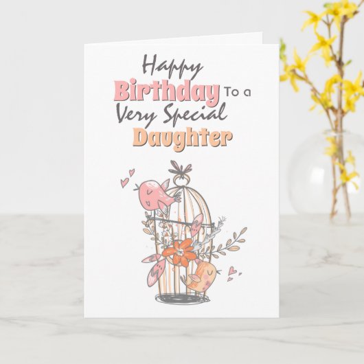 Vogelkooi grillige bloemen verjaardagswensen kaart (Gele Bloem)