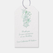 Vogelkooi groen huwelijkskaartje cadeau label cadeaulabel (Achterkant)