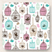 vogelkooi houdt van kinder achtergrondpatroon bier onderzetter (Voorkant)