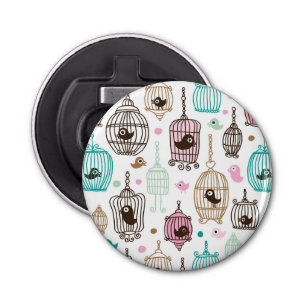 vogelkooi houdt van kinder achtergrondpatroon button flesopener