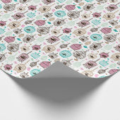 vogelkooi houdt van kinder achtergrondpatroon cadeaupapier (Hoek)