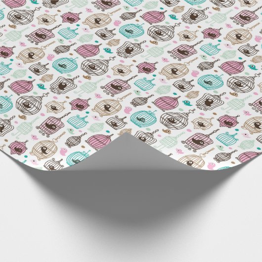 vogelkooi houdt van kinder achtergrondpatroon cadeaupapier (Hoek)