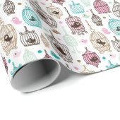 vogelkooi houdt van kinder achtergrondpatroon cadeaupapier (Rol Hoek)