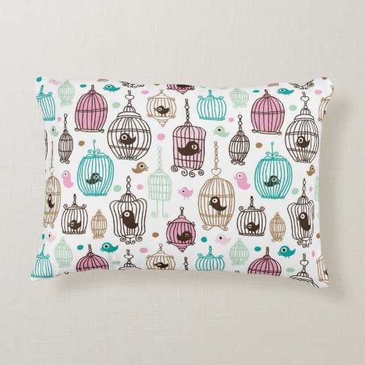 vogelkooi houdt van kinder achtergrondpatroon decoratief kussen (Achterkant)