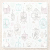 vogelkooi houdt van kinder achtergrondpatroon glazen onderzetter (Achterkant)