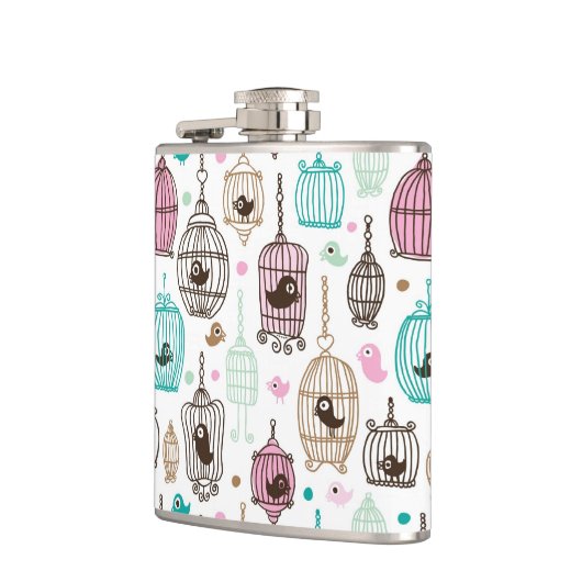 vogelkooi houdt van kinder achtergrondpatroon heupfles (Links)