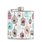 vogelkooi houdt van kinder achtergrondpatroon heupfles (Voorkant)