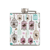 vogelkooi houdt van kinder achtergrondpatroon heupfles (Achterkant)