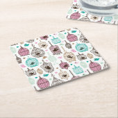 vogelkooi houdt van kinder achtergrondpatroon kartonnen onderzetters (Schuin)