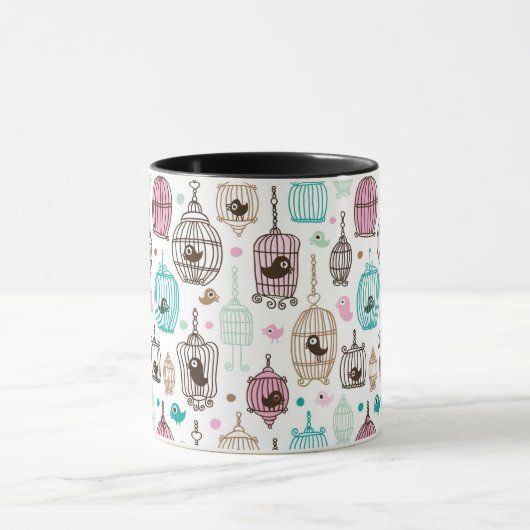 vogelkooi houdt van kinder achtergrondpatroon mok (Midden)