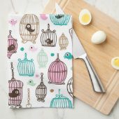 vogelkooi houdt van kinder achtergrondpatroon theedoek (Quarter Fold)
